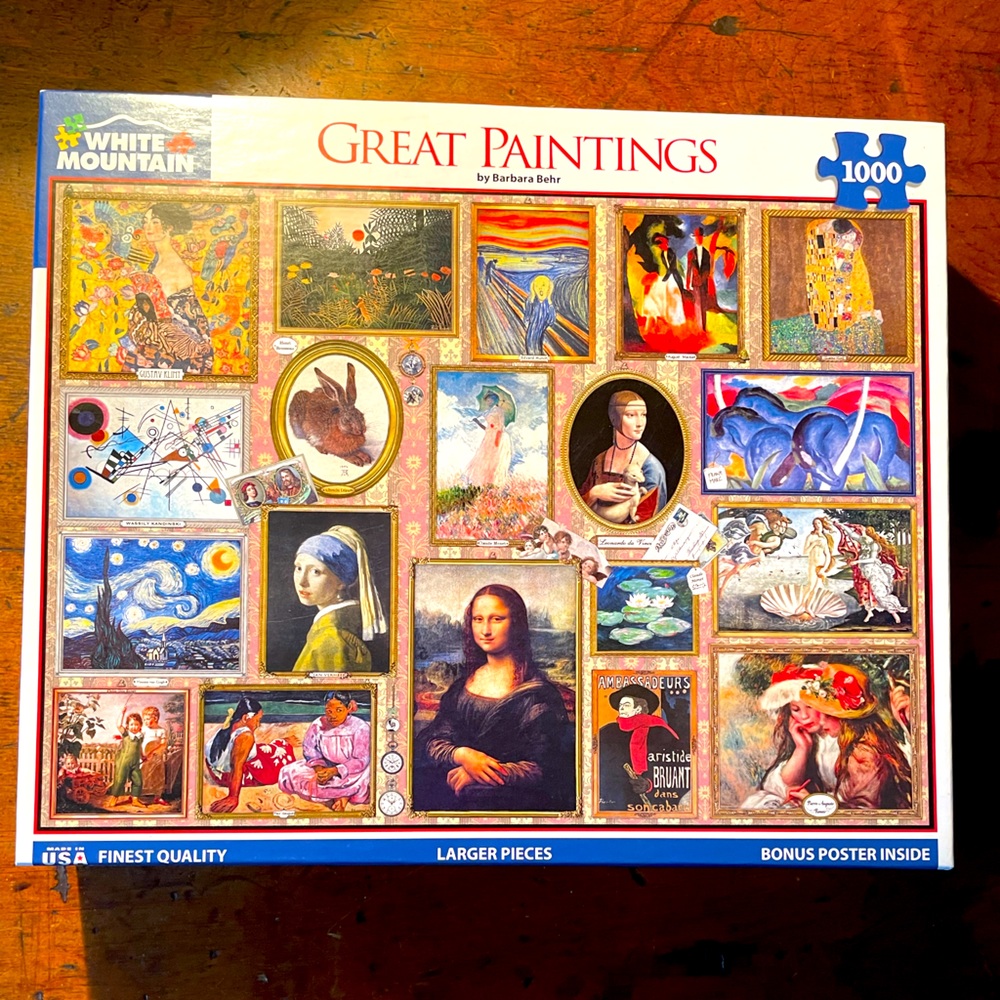 “GREAT PAINTINGS” 1,000 PIECE PUZZLE FROM WHITE MOUNTAIN PUZZLES MINT & COMPLETE